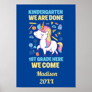 Unicorn Kindergarten Studenten 1:a Klass Poster