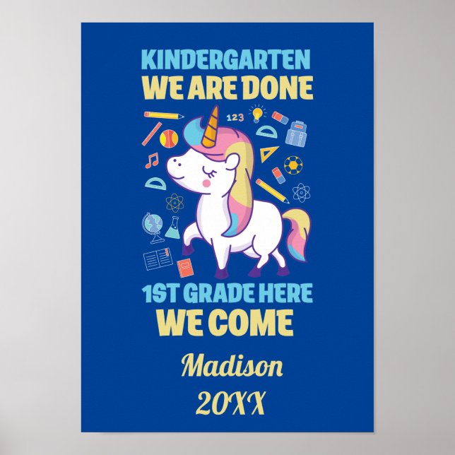 Unicorn Kindergarten Studenten 1:a Klass Poster (Framsidan)