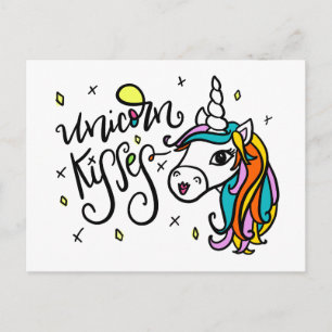 Unicorn Kisses, handskriven Vykort