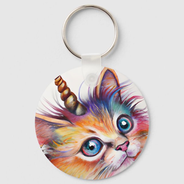 Unicorn Kitten Keychain Nyckelring (Framsida)