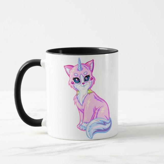 Unicorn Kitten Rainbow Coffee Mugg (Vänster)