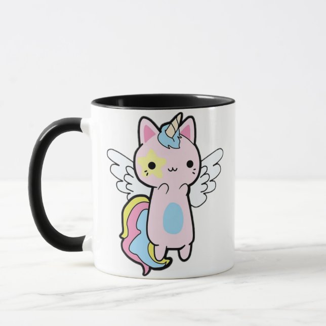 Unicorn kitten rainbow Coffee Mugg (Vänster)