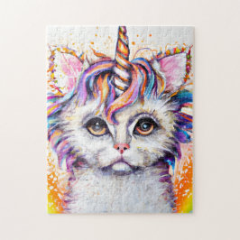 Unicorn Kitten Rainbow Watercolor Pussel