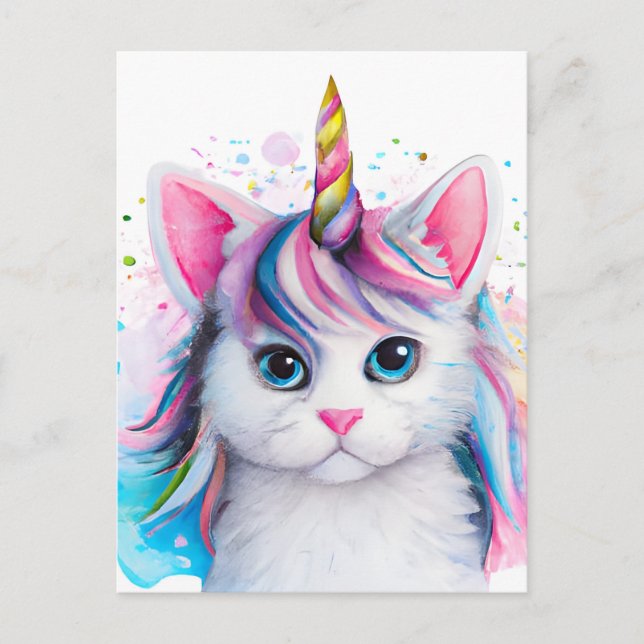 Unicorn Kitten Vykort (Framsida)