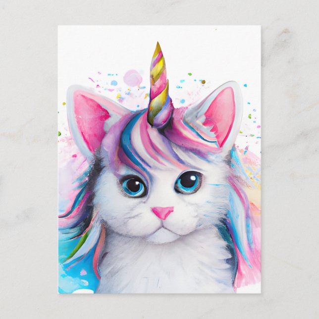 Unicorn Kitten Vykort (Framsida)