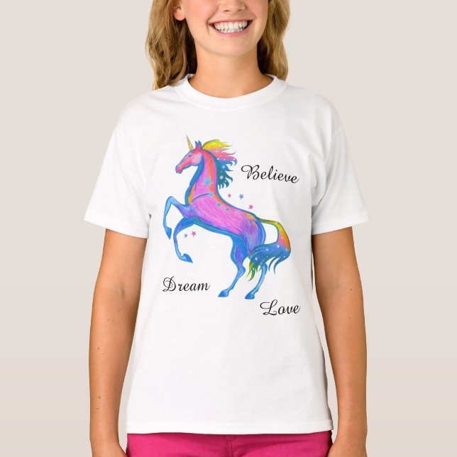 Unicorn Långärmad tshirt Tee Shirt (Framsida)
