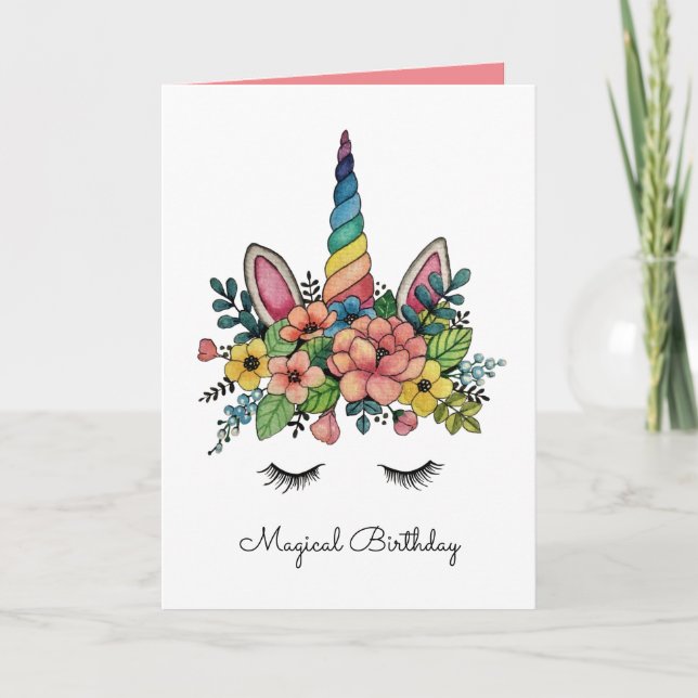 Unicorn Lash with Rainbow Horn Kort (Framsida)