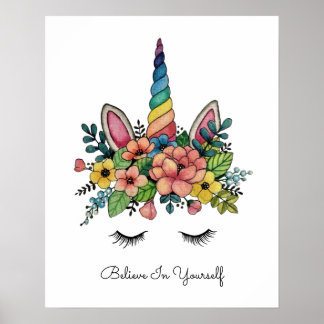 Unicorn Lash with Rainbow Horn Poster
