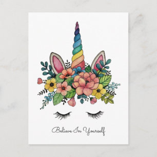 Unicorn Lash with Rainbow Horn Vykort