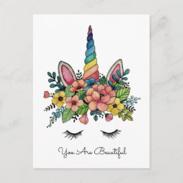 Unicorn Lash with Rainbow Horn Vykort