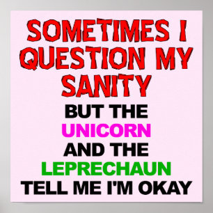 Unicorn Leprechaun Funny Poster tecken