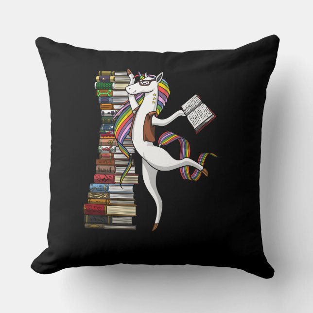 Unicorn Librarian Magic Bok Reading Nerd Kudde (Framsida)