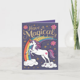 Unicorn Lila Birday Card Kort