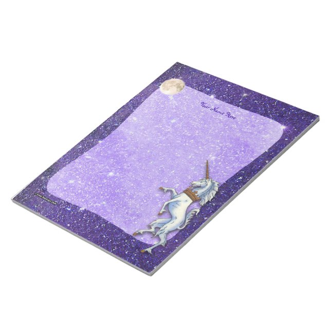 Unicorn Lila Faux Glitter Gräns Anteckningsblock (Vinklad)