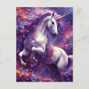 Unicorn Lila Mane Vykort