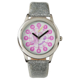 Unicorn lila rosa art-barn, lätta att läsa klockan armbandsur