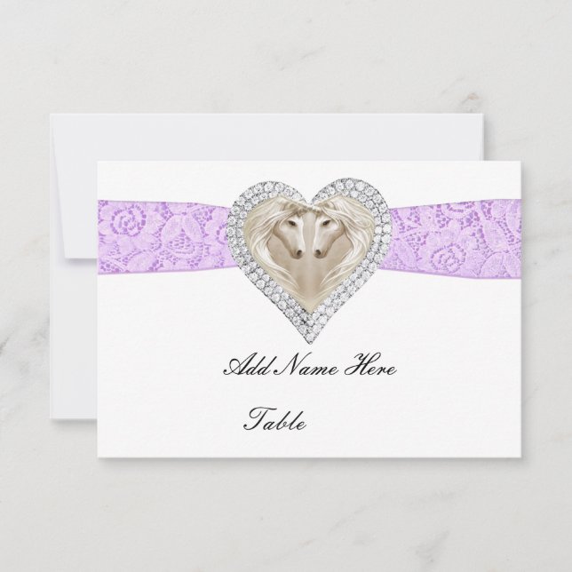 Unicorn Lila Snöre Bord Place Card Inbjudningar (Framsida)