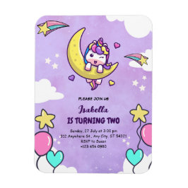 Unicorn Lila Two 2 Girl Birthday Flexible Magnet