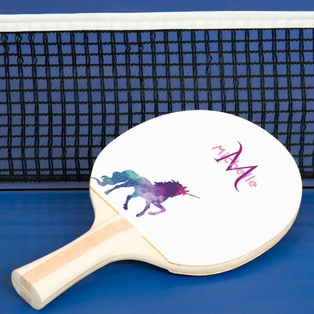 Unicorn lila white monogram pingisracket (Insitu)