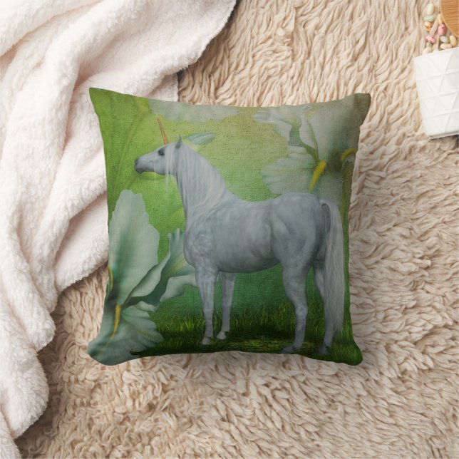 Unicorn Lily Flowers Fantasy Art Kudde (Filt)