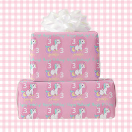 Unicorn Little Girl's Birthday Rosa Gift Presentpapper