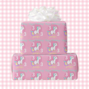 Unicorn Little Girl's Birthday Rosa Gift Presentpapper