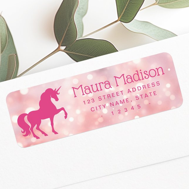 Unicorn ljus rosa etheral Bokeh returadress Returadress Etikett (Unicorn light pink ethereal bokeh return address label)