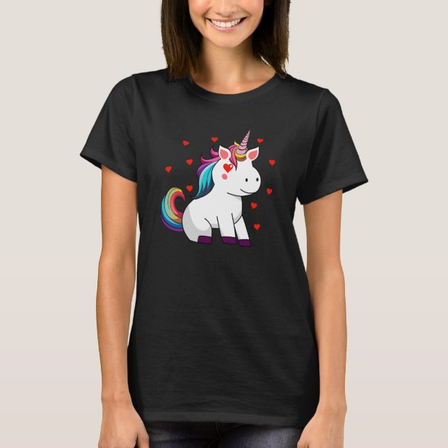 Unicorn Love Geschenk T Shirt (Framsida)