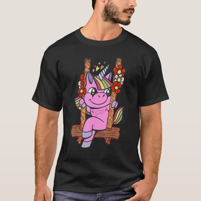 unicorn lover cute swinging t shirt (Framsida)