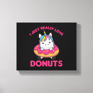 Unicorn Loves Donuts Unicorns Are Pink Canvastryck