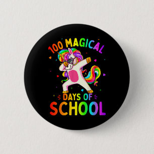 Unicorn Lycklig 100-dagen 100 magiska skoldagar Knapp
