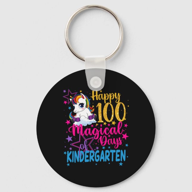 Unicorn Lycklig 100 Magic Days of Kinder Nyckelring (Framsida)