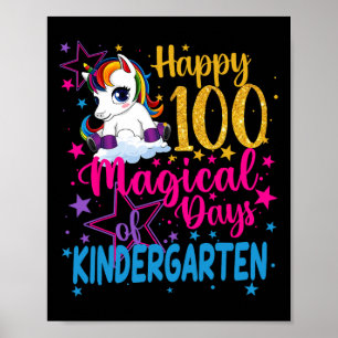Unicorn Lycklig 100 Magic Days of Kinder Poster