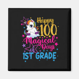 Unicorn Lycklig 100 Magiska dagar 1:a Klass Magnet