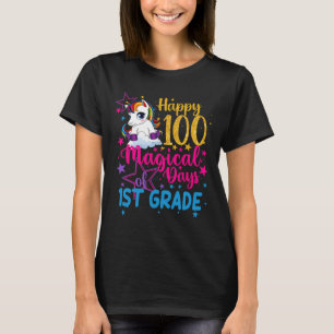 Unicorn Lycklig 100 Magiska dagar 1:a Klass T Shirt