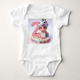 Unicorn lycklig 2:a födelsedagen t shirt