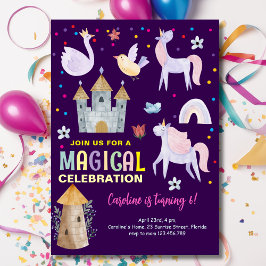Unicorn magi firande-födelsebarn inbjudningar