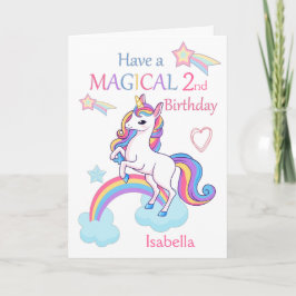 Unicorn Magic 2nd Birthday Rosa Kort