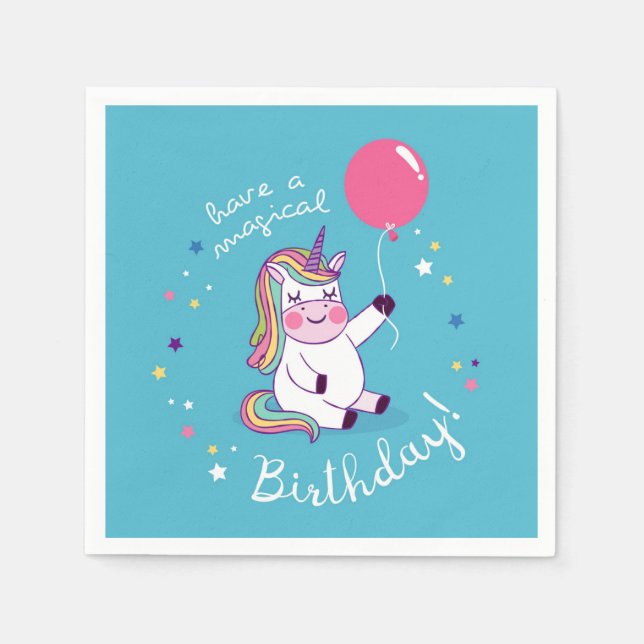 Unicorn Magic Birthday Pappersservett (Framsidan)