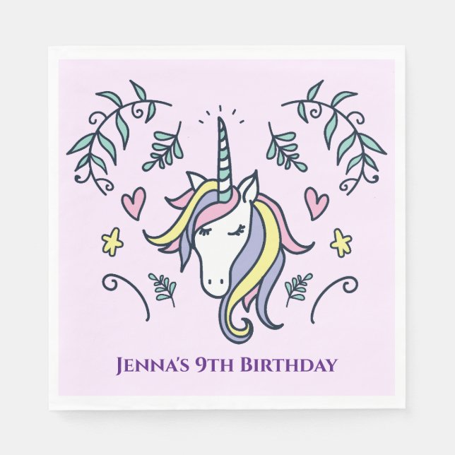 Unicorn Magic Birthday Pappersservett (Framsidan)