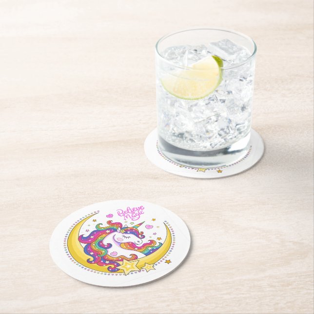 Unicorn Magic Coasters Underlägg Papper Rund (Insitu)