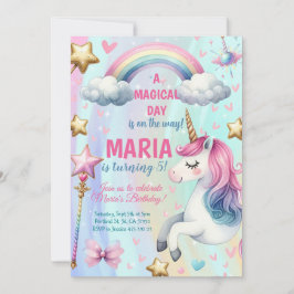 Unicorn Magic Day Födelsedagsfest inbjudan