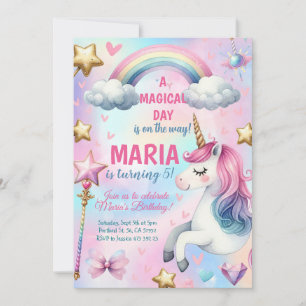 Unicorn Magic Day Födelsedagsfest inbjudan