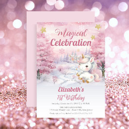 Unicorn Magic Firande 1:a födelsedagen Party Inbjudningar