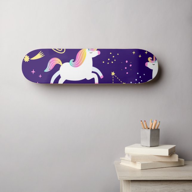 Unicorn Magic Fläkt Klubb mönster Mini Skateboard Bräda 18,5 Cm (Väggkonst (Horz))