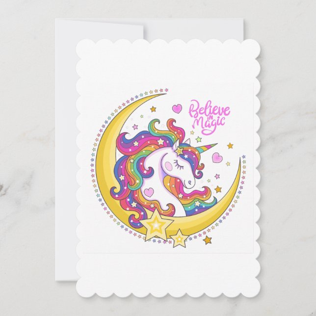 Unicorn Magic Flat Greeting Card Inbjudningar (Framsida)