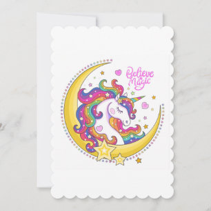 Unicorn Magic Flat Greeting Card Inbjudningar
