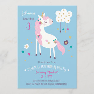 Unicorn Magic Födelsedagsfest inbjudan