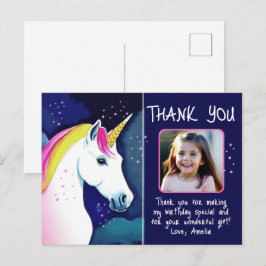 Unicorn Magic Girl Birthday Tack Vykort