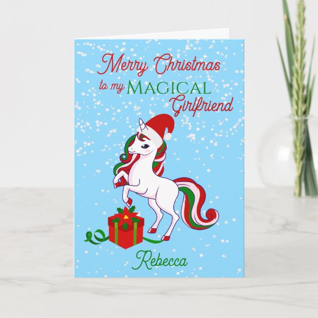 Unicorn Magic Girlkompis-julkort Kort (Framsida)